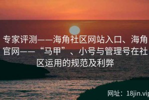 专家评测——海角社区网站入口、海角官网——“马甲”、小号与管理号在社区运用的规范及利弊